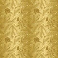 Seamless Vector Pattern of Faux Gold Foil Christmas Holiday Florals Royalty Free Stock Photo