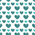 Seamless Vector Pattern with Green Doodle Hearts on Transparent Background Royalty Free Stock Photo