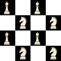 Seamless vector pattern featuring white chess bishops and knights Royalty Free Stock Photo