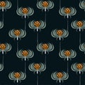 Pattern with flowers on a dark background, lilies