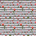 Seamless vector pattern with flowers, striped background