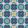 Seamless vector pattern with geometric tiles. Abstract petal shapes background. Royalty Free Stock Photo