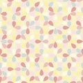 Seamless vector pattern with geometricaly set, randomly pastel colored flower petals.