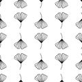 Seamless vector pattern with ginkgo biloba leaves isolated on white background. Botanical background Royalty Free Stock Photo