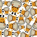 Seamless vector pattern with giraffes head cartoon Royalty Free Stock Photo