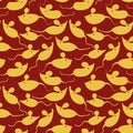 Seamless vector pattern with gold mouse silhouettes
