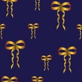 Seamless vector pattern with golden bows Royalty Free Stock Photo