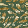 Seamless vector pattern, golden fern, great for textile, packaging, wrapping