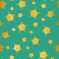 Seamless vector pattern with golden gradient stars on a bright teal background