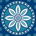 Seamless vector pattern - Greek Mediterranean flowers in different shades of blue and white