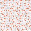 Seamless vector pattern,grey chaotic background with medical pills, drugs Royalty Free Stock Photo