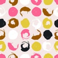 Seamless vector pattern with grunge circles. Bright background for holiday. Stylish design for fabric or wrap paper. Royalty Free Stock Photo