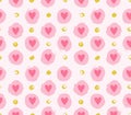 Seamless vector pattern with grunge hearts and dots. Love background for Valentine`s day.