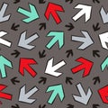 Seamless vector pattern of hand drawn arrows