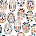 Seamless vector pattern with hand drawn colors rainbows Trendy baby texture for fabric textile wallpaper apparel Royalty Free Stock Photo