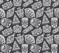 Seamless vector pattern with hand drawn fancy masks in african s Royalty Free Stock Photo