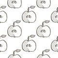 Seamless vector pattern with hand drawn fruits. Background with apples.