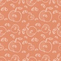 Seamless vector pattern with hand drawn fruits. Background with apples.