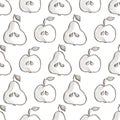 Seamless vector pattern with hand drawn fruits. Background with pears and apples Royalty Free Stock Photo