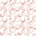 Seamless vector pattern with hand drawn fruits. Background with strawberries