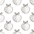 Seamless vector pattern with hand drawn fruits. Background with strawberries.