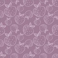 Seamless vector pattern with hand drawn fruits. Background with strawberries