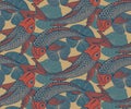 Seamless vector pattern with hand drawn Koi fish Royalty Free Stock Photo