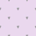 Seamless vector pattern: handmade staggered isolated hearts