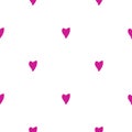 Seamless vector pattern: handmade staggered isolated hearts