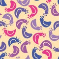 Seamless vector pattern with hens and roosters in pink purple and blue Royalty Free Stock Photo