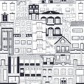 Seamless vector pattern with houses. Royalty Free Stock Photo