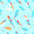 Seamless Vector pattern illustration of colorful feathers