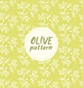 Seamless vector pattern ink drawn olive branch Royalty Free Stock Photo