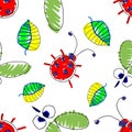 Seamless vector pattern with insect.