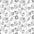 Seamless vector pattern with insect. Decorative black and white background with ladybugs, roses and decorative elements