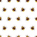 Seamless vector pattern with insects. Background with little bees on the white backdrop