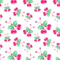 Seamless vector pattern with insects, background with pink and green decorative ornamental beautiful butterflies. Royalty Free Stock Photo