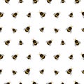 Seamless vector pattern with insects. Chaotic background with bees on the white backdrop Royalty Free Stock Photo