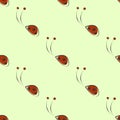 Seamless vector pattern with insects. Cute background with drawn ladybugs on the green backdrop Royalty Free Stock Photo