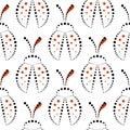 Seamless Vector Pattern With Insects, Symmetrical Black, Red And White Background With Decorative Closeup Ladybugs,