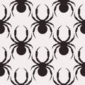 Seamless vector pattern with insects, symmetrical black and white background with close-up spiders