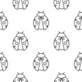 Seamless vector pattern with insects, symmetrical black and white background with ladybugs.