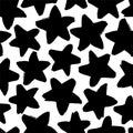 Seamless vector pattern with large black stars on white background