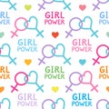 Seamless vector pattern with lesbian and feminist symbols. Royalty Free Stock Photo