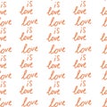 Seamless vector pattern with LGBTQ on isolated hand drawn background.Pride,homosexual,rainbow