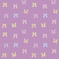 Seamless vector pattern with light colored pastel colored bows on a purple background