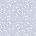 Seamless vector pattern, light pastel shadeless background with white smartphones