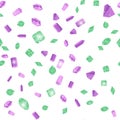 Seamless vector pattern of lilac and emerald diamond jewels