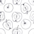 Seamless vector pattern - linear apples Royalty Free Stock Photo