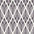 Seamless vector pattern. Linocut striped diamond shapes. Repeating geometrical tile background. Monochrome surface design textile